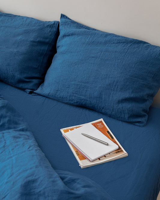 Flax Linen Pillowcase - Navy