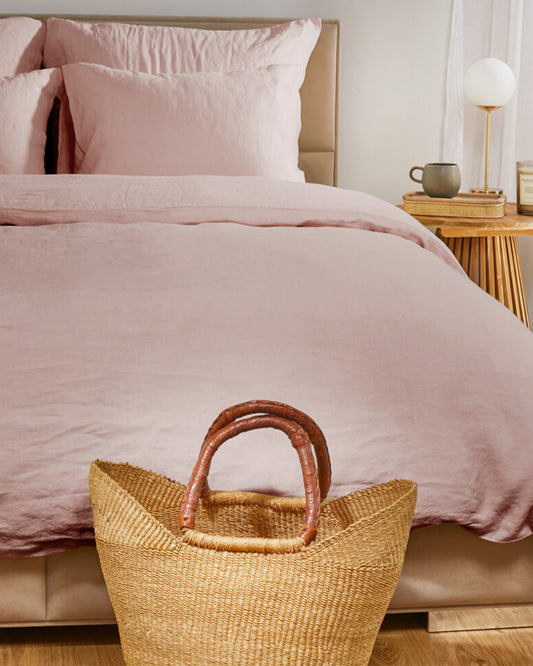 Flax Linen Duvet Cover - Blush